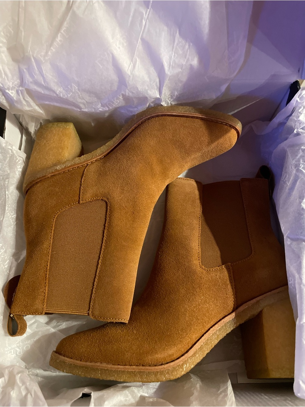 Lauren Ralph Lauren Suede Chelsea Ankle Boots in Tan